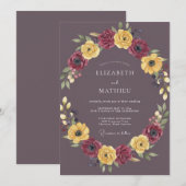 Invitation Mariage d'automne régale de prune (Devant / Derrière)