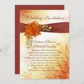 Invitation Mariage d'automne rouge et or (Devant / Derrière)