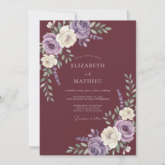 Invitation Mariage d'automne royal Bourgogne (Devant)