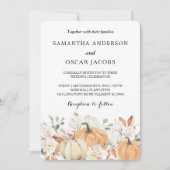 Invitation Mariage d'automne rustique | Citrouille aquarelle (Devant)