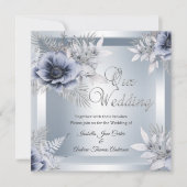 Invitation Mariage d'automne Silver Blue Floral Bouquet (Devant)
