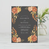 Invitation Mariage d'automne somptueux au charbon (Debout devant)