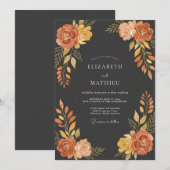 Invitation Mariage d'automne somptueux au charbon (Devant / Derrière)