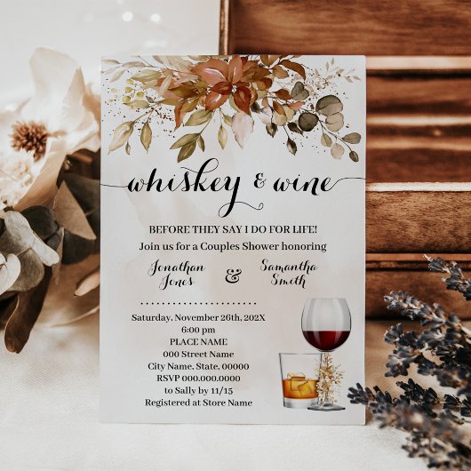Invitation Mariage d'automne sous le signe du Whiskey & Wine