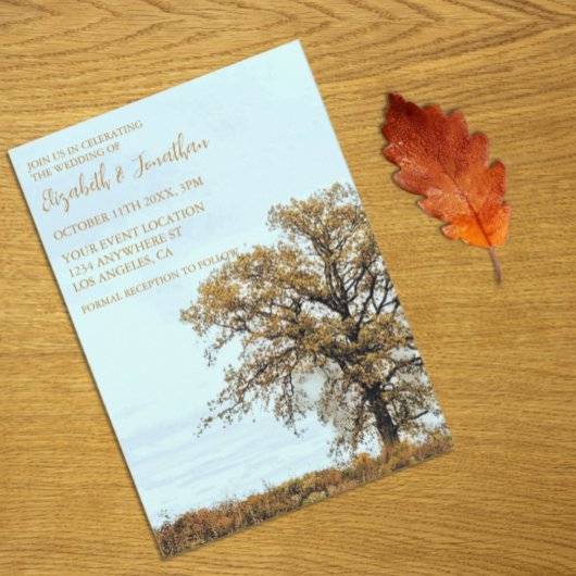 Invitation Mariage d'automne sous un chêne rustique