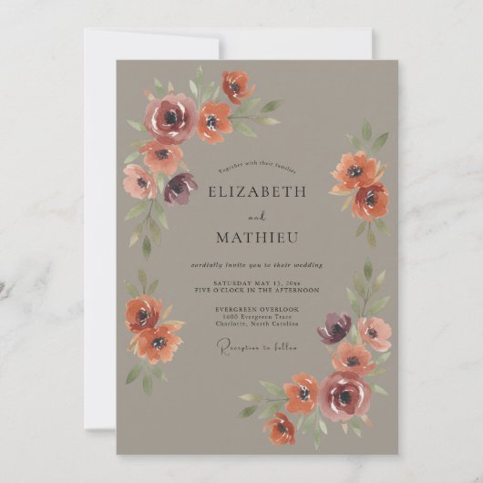 Invitation Mariage d'automne Terracotta Bloom (Devant)