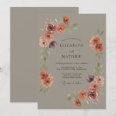 Invitation Mariage d'automne Terracotta Bloom (Devant / Derrière)