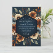 Invitation Mariage d'automne Terracotta Navy (Debout devant)