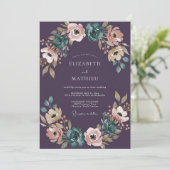 Invitation Mariage d'automne velouté prune (Debout devant)