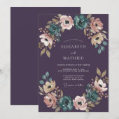 Invitation Mariage d'automne velouté prune (Devant / Derrière)