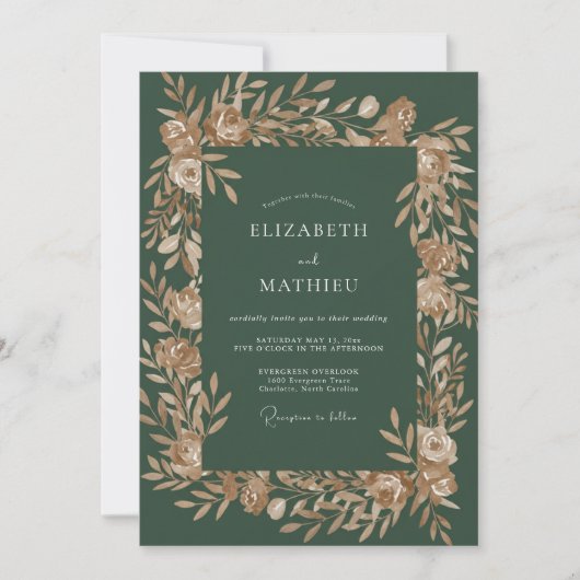 Invitation Mariage d'automne vert chasseur scintillant (Devant)