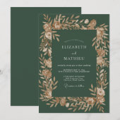 Invitation Mariage d'automne vert chasseur scintillant (Devant / Derrière)