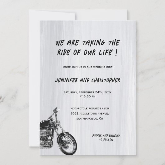 Invitation Mariage d'aventure moto simple moderne (Devant)