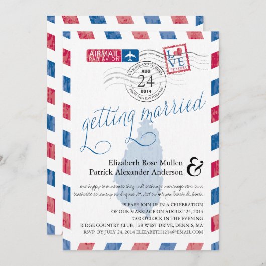 Invitation Mariage d'avion de Sainte-Lucie (Devant / Derrière)