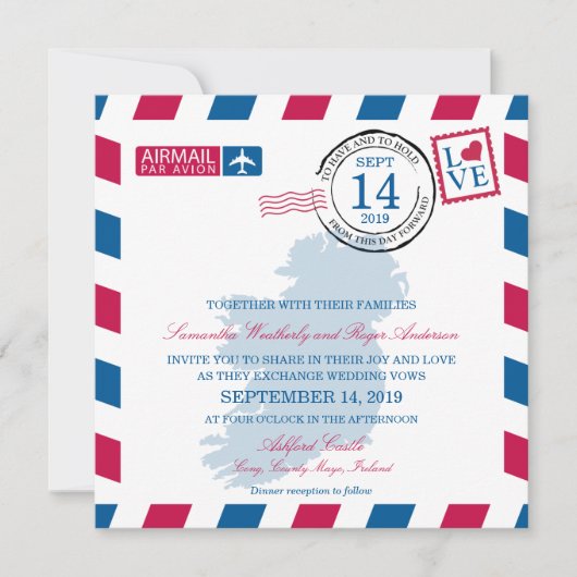 Invitation Mariage d'avion IRLANDE (Devant)
