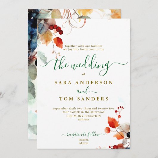 Invitation mariage de automne (Devant / Derrière)