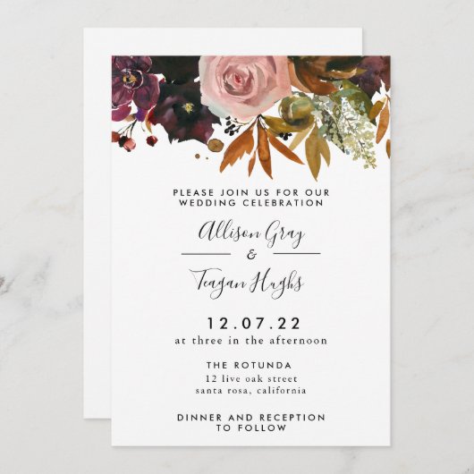 Invitation mariage de automne (Devant / Derrière)