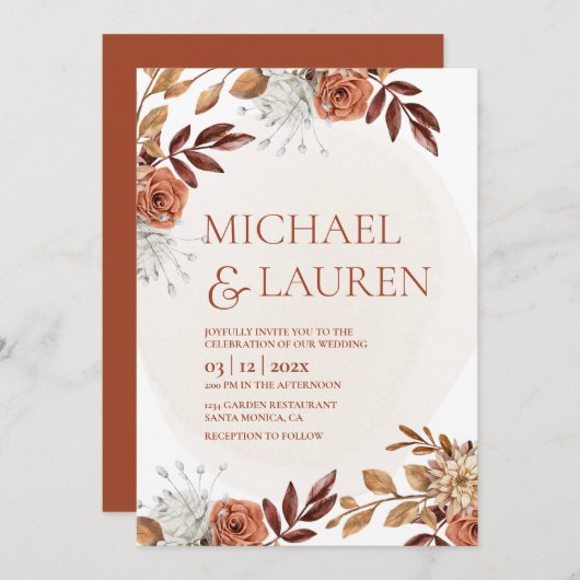 Invitation mariage de automne (Devant / Derrière)