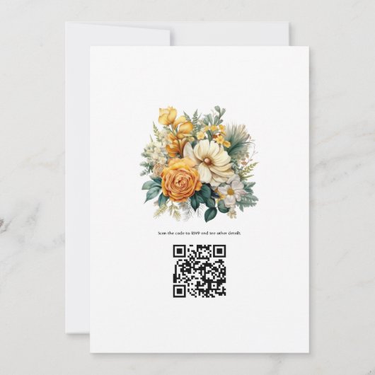 Invitation Mariage de automne À feuillage persistant et or (Dos)