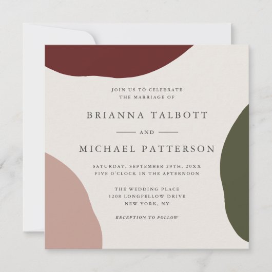 Invitation Mariage de automne Abstrait simple et élégant (Devant)