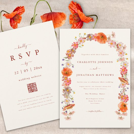 Invitation Mariage de automne Arch Fleur sauvage Boho