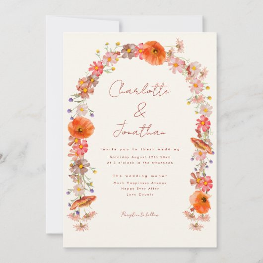Invitation Mariage de automne Arch Fleur sauvage Boho (Devant)