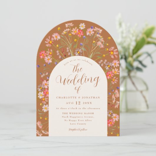 Invitation Mariage de automne Arch Fleur sauvage en terre cui (Debout devant)