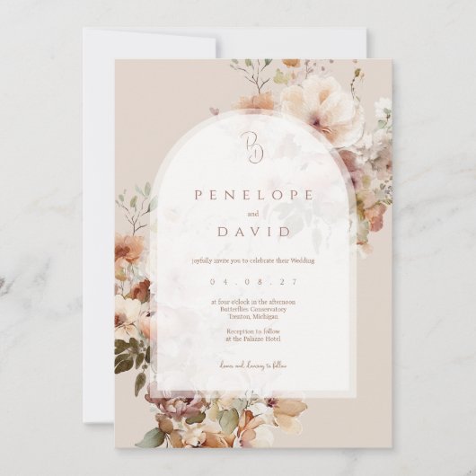 Invitation Mariage de automne Arch | Flore de chas (Devant)