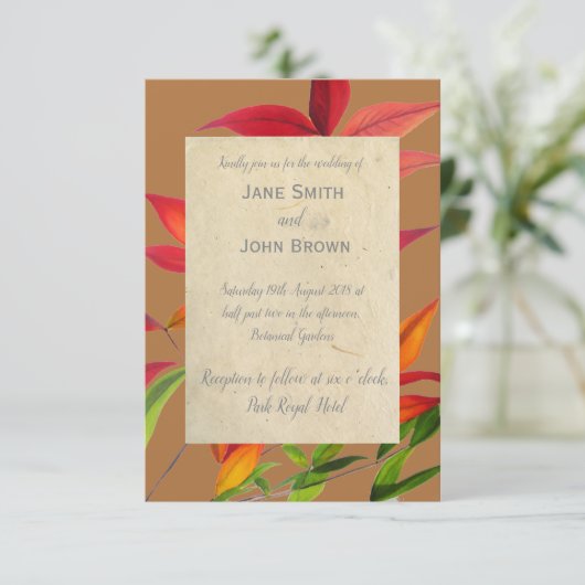 Invitation Mariage de automne Autumn feuilles aquarelle art r (Debout devant)