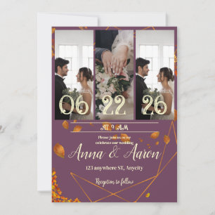 Invitation mariage de automne avec photos Plum,