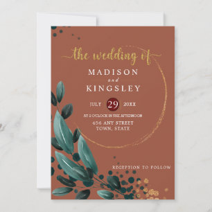 Invitation Mariage de automne 🍂 Bleu Profond Floral Élégant