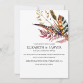 Invitation Mariage de automne Boho Bourgogne et Orange (Devant)