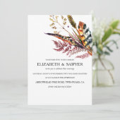 Invitation Mariage de automne Boho Bourgogne et Orange (Debout devant)