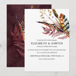 Invitation Mariage de automne Boho Bourgogne et Orange