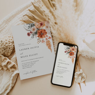 Invitation Mariage de automne Boho Floral