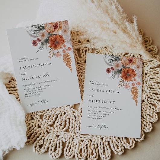 Invitation Mariage de automne Boho Floral