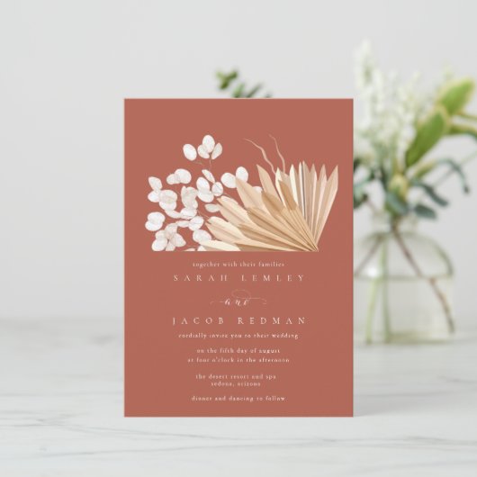 Invitation Mariage de automne Boho rouille (Debout devant)