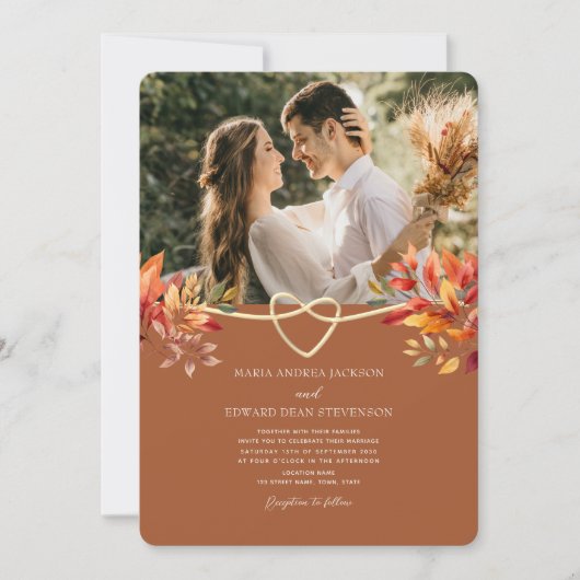 Invitation Mariage de automne Boho Rustique Terracotta (Devant)