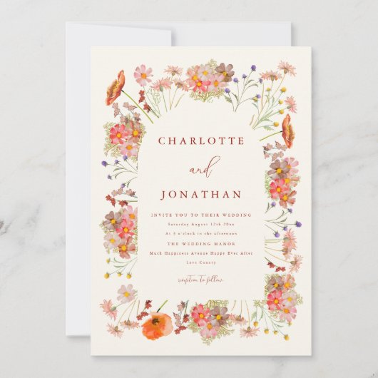 Invitation Mariage de automne Boho Wildlower (Devant)