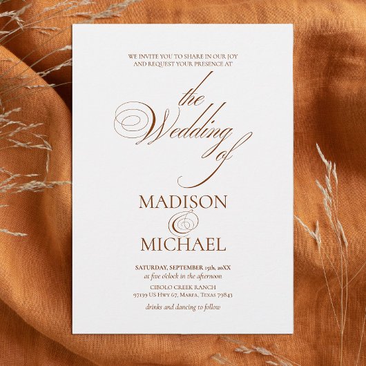 Invitation Mariage de automne Brown Chic Boho contemporain