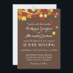 Invitation Mariage de automne Brown vintage Maple<br><div class="desc">Une réception de mariage à l'automne avec des feuilles d'automne colorées ? Obtenez cette élégante invitation mariage de automne design pour votre journée spéciale. Feuilles d'érable vibrants tombant en rouge, jaune et orange. Thème rustique et vintage. Vous pouvez également customiser le libellé pour n'importe quelle occasion à l'automne. Douche nuptiale,...</div>