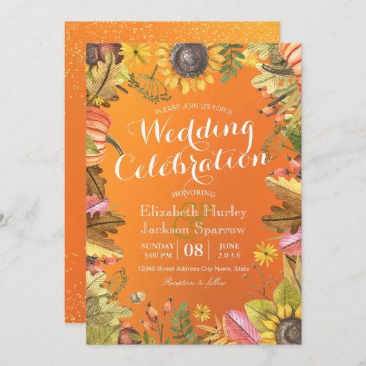 Invitation Mariage de automne Célébration Automne Maple Leaf  (Devant / Derrière)