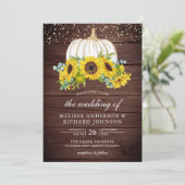 Invitation Mariage de automne Citrouille de tournesols en boi (Debout devant)