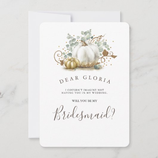 Invitation Mariage de automne Citrouille d'or Bridesmaid (Devant)