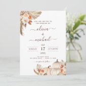Invitation Mariage de automne Citrouille Pampas Grass Terraco (Debout devant)