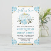 Invitation Mariage de automne Citrouille Pastel Blue & White  (Debout devant)