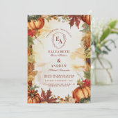 Invitation Mariage de automne Citrouille Rustique d'automne (Debout devant)