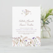Invitation mariage de automne d'aquarelle fleur sauvage (Debout devant)