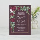 Invitation Mariage de automne d'aquarelle florale de Bourgogn (Debout devant)