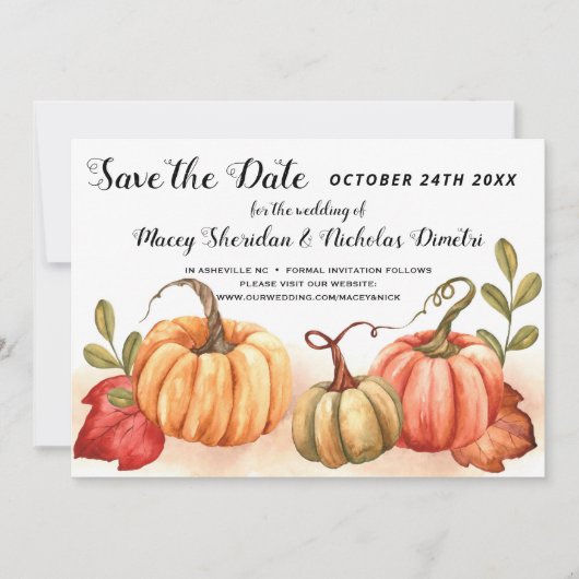 Invitation Mariage de automne d'automne citrouille Enregistre (Devant)